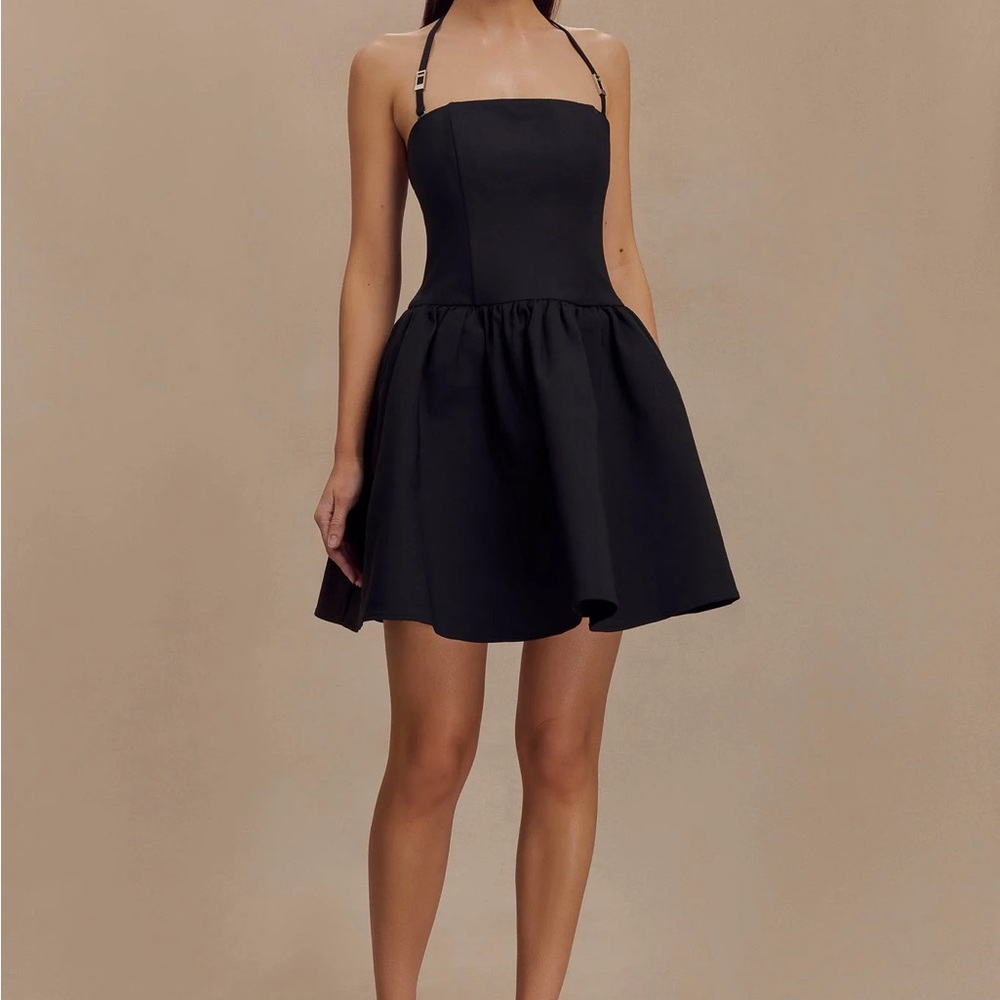 Meshki Black Mini Dress with Straps